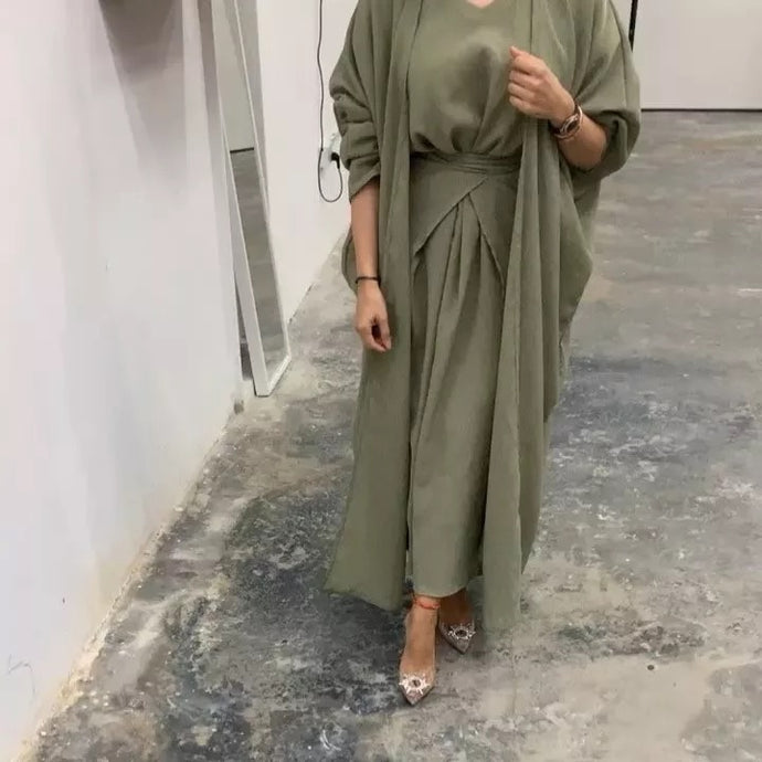 Olive Safa 3pc Set Abaya