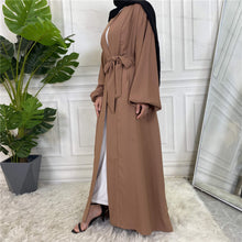 Load image into Gallery viewer, Brown Puff Sleeve Abaya
