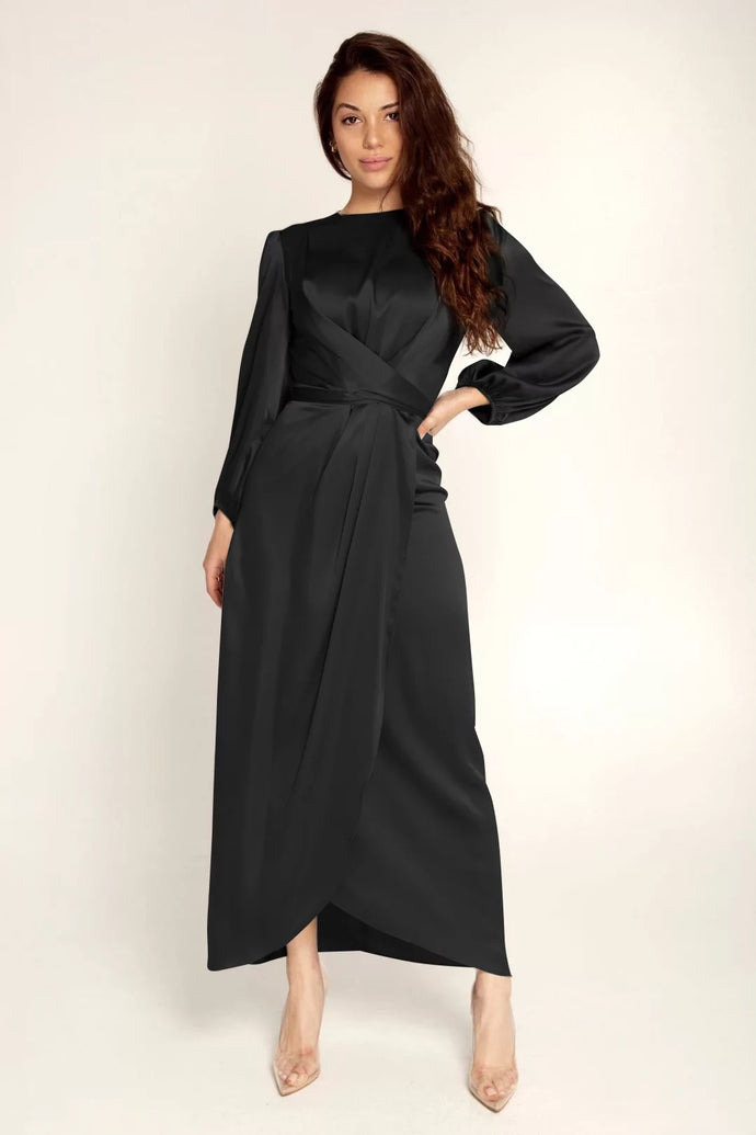 Black Nelle Satin Abaya