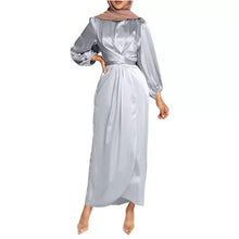 Load image into Gallery viewer, Grey Nelle Satin Abaya
