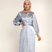 Load image into Gallery viewer, Grey Nelle Satin Abaya
