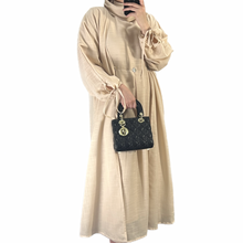 Load image into Gallery viewer, Beige Turtle Neck Abaya
