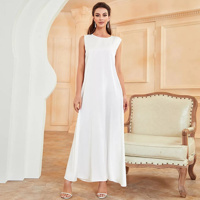White Underdress Simple Abaya