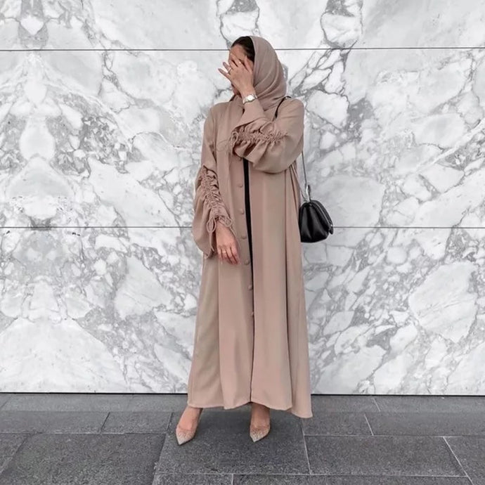 Brown Buttons Abaya