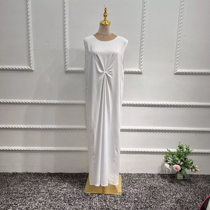 White Underdress Knot Abaya