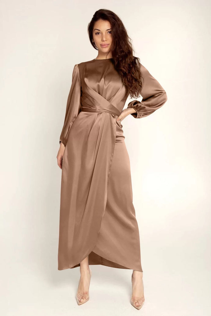 Brown Nelle Satin Abaya