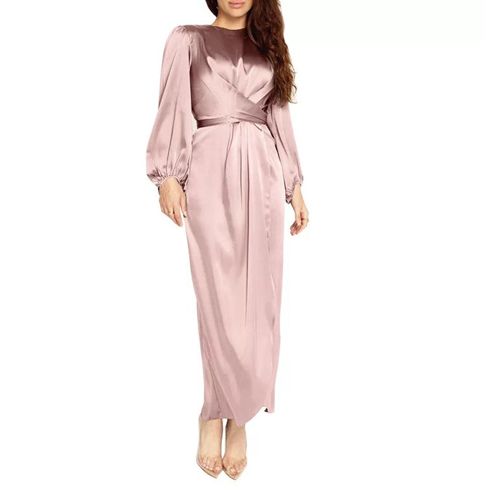 Pink Nelle Satin Abaya